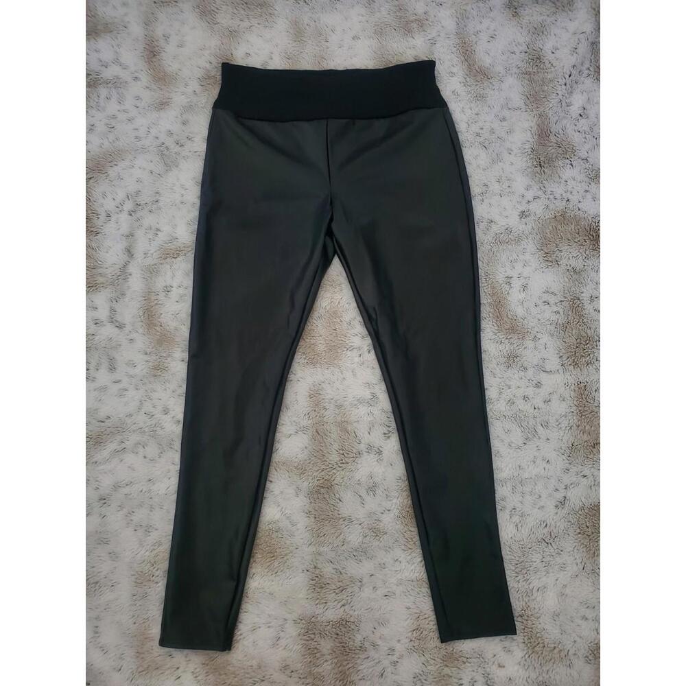 SPANX Black Faux Leather Leggings 1X High Waist Shapewear